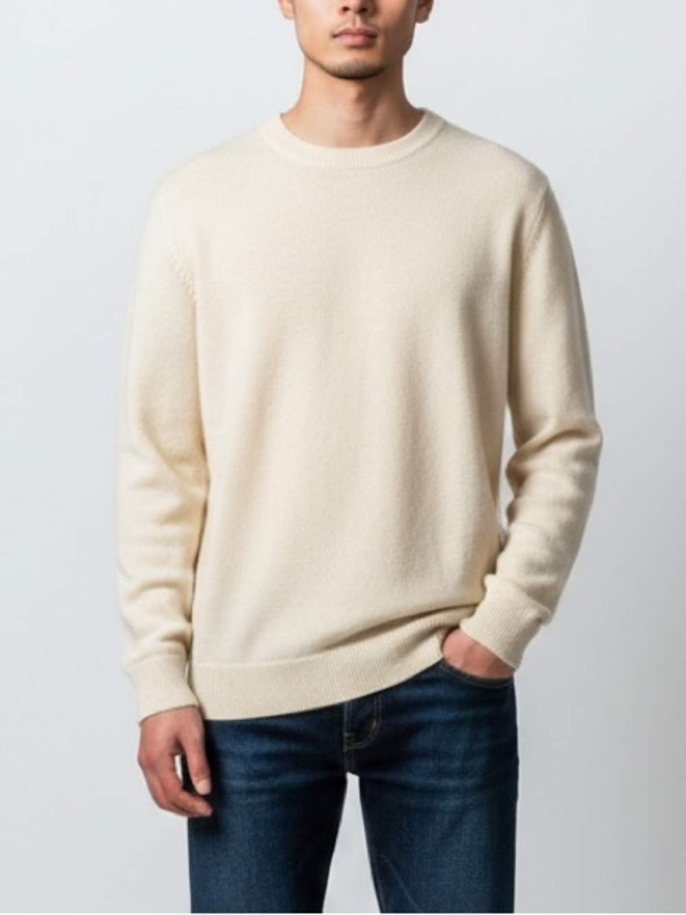 Banana Republic Cashmere Crew Neck Pullover Sweater Soft Ivory Cream Size Small